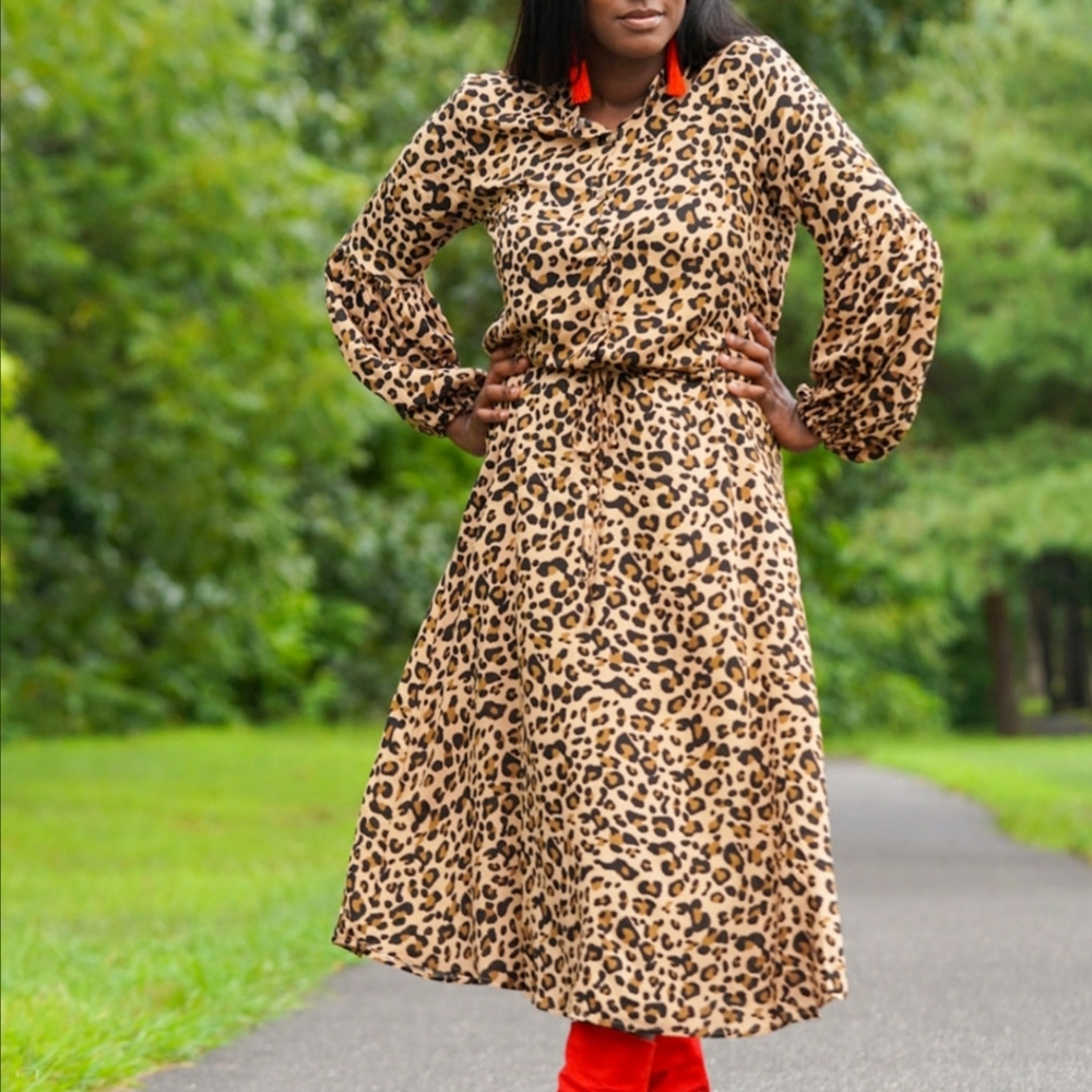 Simply Salted Leopard Dstring Dress